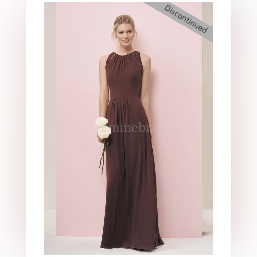 P196052 Long Jewel Neckline Georgette & Lace Dress, Diamond Club, Size16